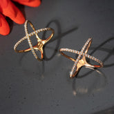 Ring X 18K yellow gold paved with zircons